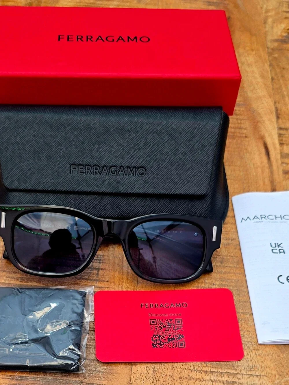 Salvatore Ferragamo Blue, Square Men's Sunglasses Arm with Gold Logo